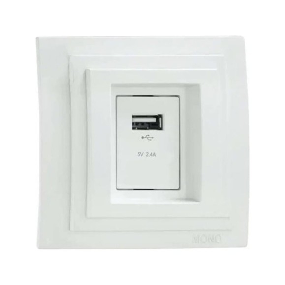 Розетка Usb MONO ELECTRIC Larıssa Белая 103-191905-144