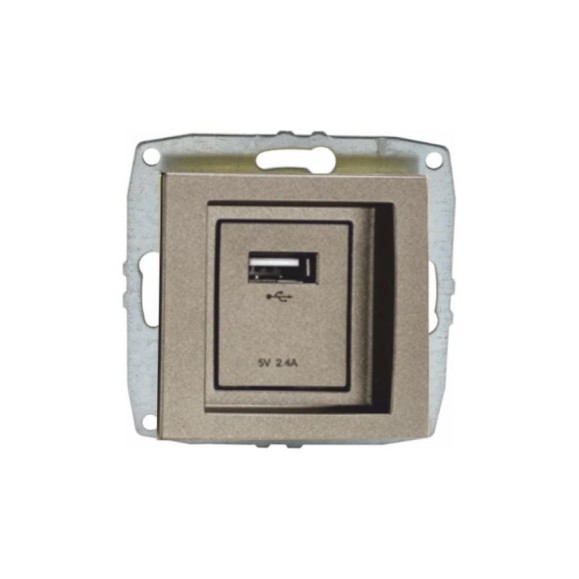 Розетка c USB зарядкой MONO ELECTRIC L / D Механизм Бронза 500-002305-177