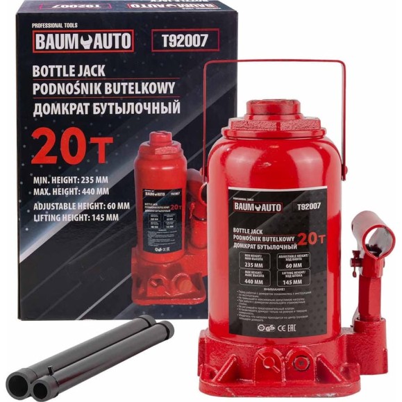 Домкрат бутылочный BaumAuto 20т BM-T92007(52647) Домкрат бутылочный BaumAuto 20т BM-T92007(52647)