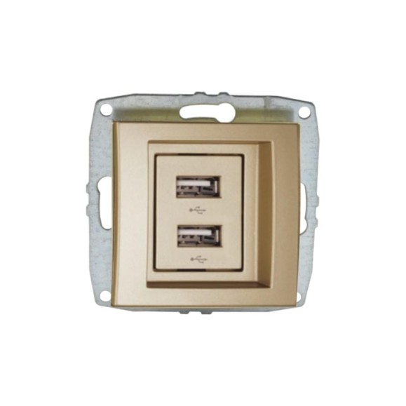 Розетка USB -зарядка Mono Electric 2-гнезда L/D механизм титан 500-002205-178