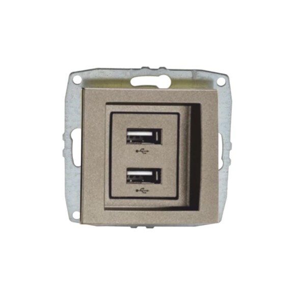 Розетка USB -зарядка Mono Electric 2-гнезда L/D механизм бронза 500-002305-178
