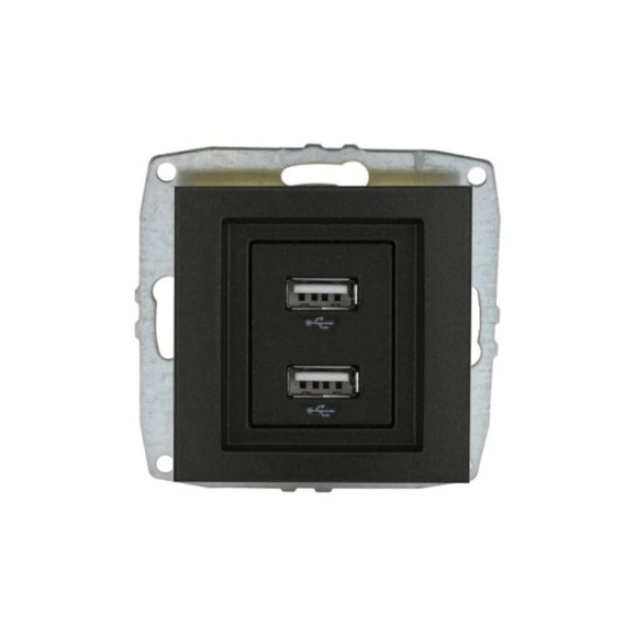 Розетка USB -зарядка Mono Electric 2-гнезда L/D механизм графит 500-002005-178