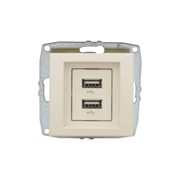 Розетка USB -зарядка Mono Electric 2-гнезда L/D механизм крем 500-001705-178