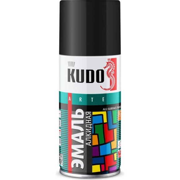 Эмаль универсальная KUDO черная глянцевая RAL-9005 210 мл KU-1002.1 Эмаль универсальная KUDO черная глянцевая RAL-9005 210 мл KU-1002.1