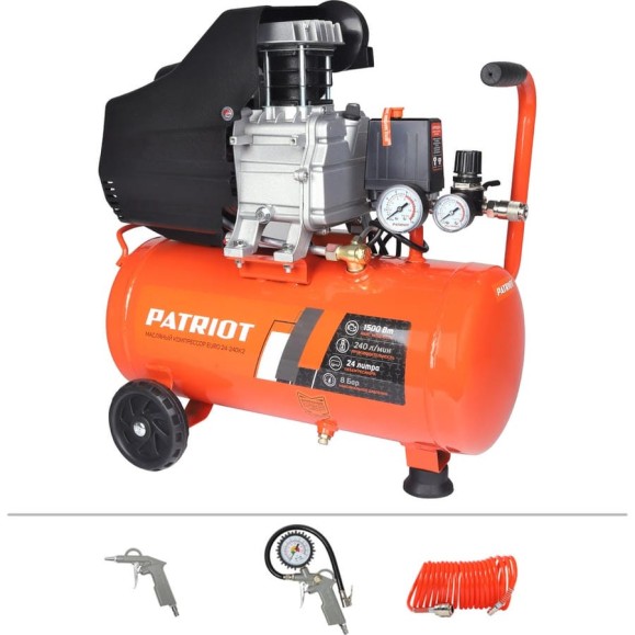 Компрессор поршневой масляный PATRIOT EURO 24-240K2, быстросъемный 1/4 Компрессор поршневой масляный PATRIOT EURO 24-240K2, быстросъемный 1/4