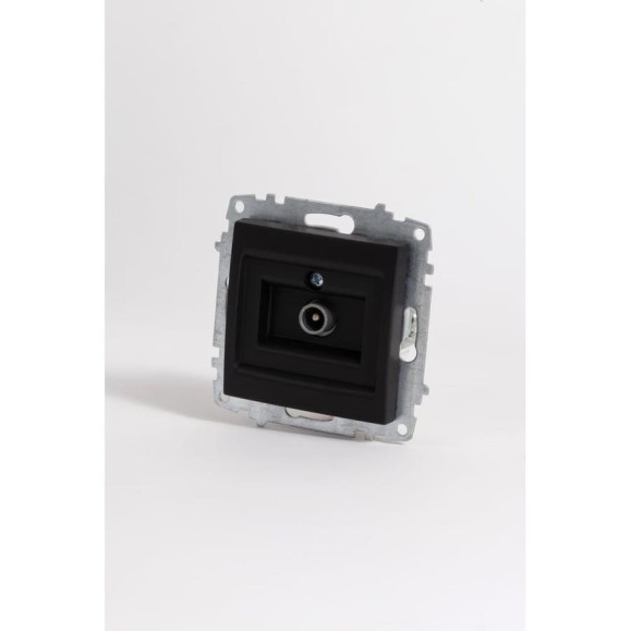 Розетка TV Elbi Zena Vega Черный Матовый с экраном (Проходная) M+K 609-014800-272
