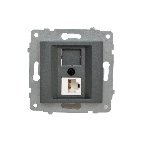 Компьютерная розетка OVIVO 1 пост Loft CAT6 дымчатый 600-000311-229