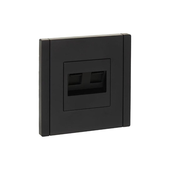 Двойная розетка RJ11+RJ45 IEK FORTEPIANO категория 5E FP135 черный FP-KT20-O-1-K02