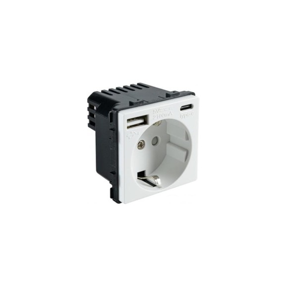 Розетка Sibling в рамку с USB-портами и Type-C белая (47x47мм) 00-01018380 Розетка Sibling в рамку с USB-портами и Type-C белая (47x47мм) 00-01018380