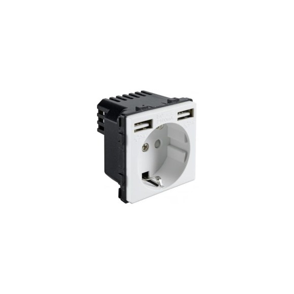 Розетка Sibling в рамку с USB-портами белая (47x47мм) 00-01018378 Розетка Sibling в рамку с USB-портами белая (47x47мм) 00-01018378