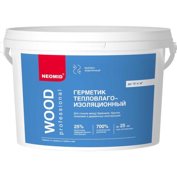 Строительный герметик NEOMID Professional 3 кг, ведро, белый Н -ГермPROFF-3/белый