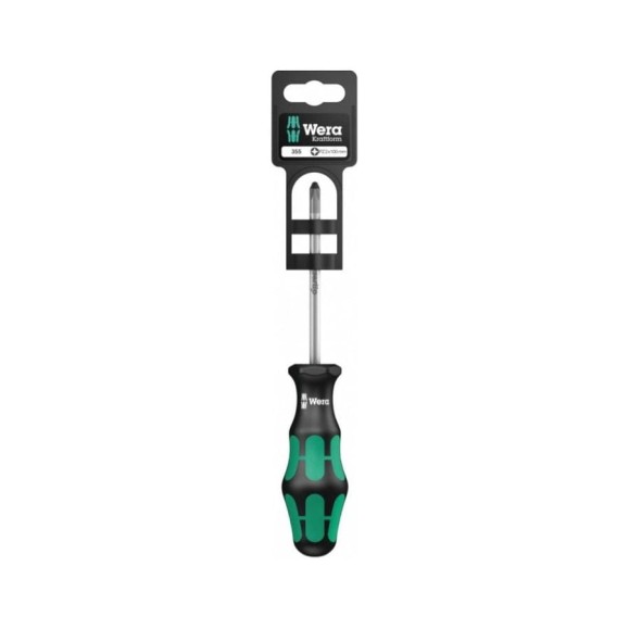 Отвёртка крестовая WERA 355 PZ SB PZ2x100 мм, держатель-еврослот WE-100057 Отвёртка крестовая WERA 355 PZ SB PZ2x100 мм, держатель-еврослот WE-100057