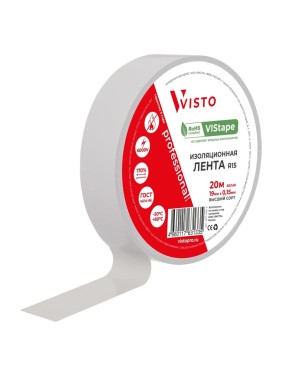 Изоляционная лента Visto VIStape R15, 20 м, 19 мм х 0.15 мм, белая, 1 шт. 4611-092-2