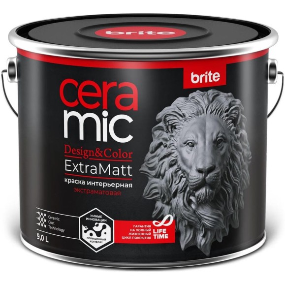 Краска BRITE CERAMIC для интенсивно используемых помещений ExtraMatt база А, 9 л О06315 Краска BRITE CERAMIC для интенсивно используемых помещений ExtraMatt база А, 9 л О06315