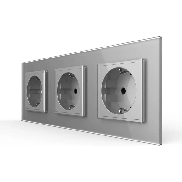 Розетка электрическая LIVOLO 16A, 3 поста, цвет серый VL-C7C3EU-15 Розетка электрическая LIVOLO 16A, 3 поста, цвет серый VL-C7C3EU-15