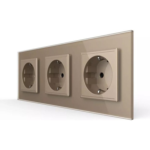 Розетка электрическая LIVOLO 16A, 3 поста, цвет золотой VL-C7C3EU-13 Розетка электрическая LIVOLO 16A, 3 поста, цвет золотой VL-C7C3EU-13