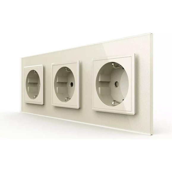 Розетка электрическая LIVOLO 16A, 3 поста, цвет жемчужный VL-C7C3EU-14 Розетка электрическая LIVOLO 16A, 3 поста, цвет жемчужный VL-C7C3EU-14