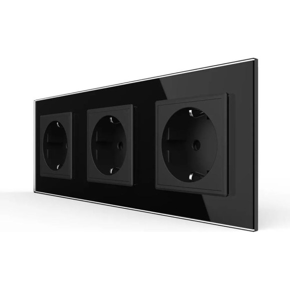 Розетка электрическая LIVOLO 16A, 3 поста, цвет черный VL-C7C3EU-12 Розетка электрическая LIVOLO 16A, 3 поста, цвет черный VL-C7C3EU-12