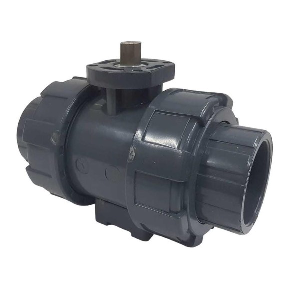 Двухходовой шаровой кран TECHNO 2050-PVC ПВХ, под привод DN50, рабоч. темп. -10~60C 655250