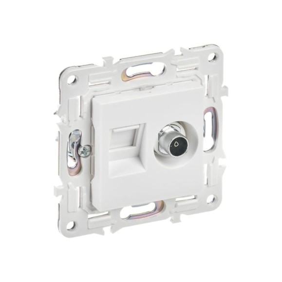 Розетка двойная IEK SKANDY TV+RJ45 кат.6E SK-A15W арктический белый SK-AK20-2-K01 Розетка двойная IEK SKANDY TV+RJ45 кат.6E SK-A15W арктический белый SK-AK20-2-K01