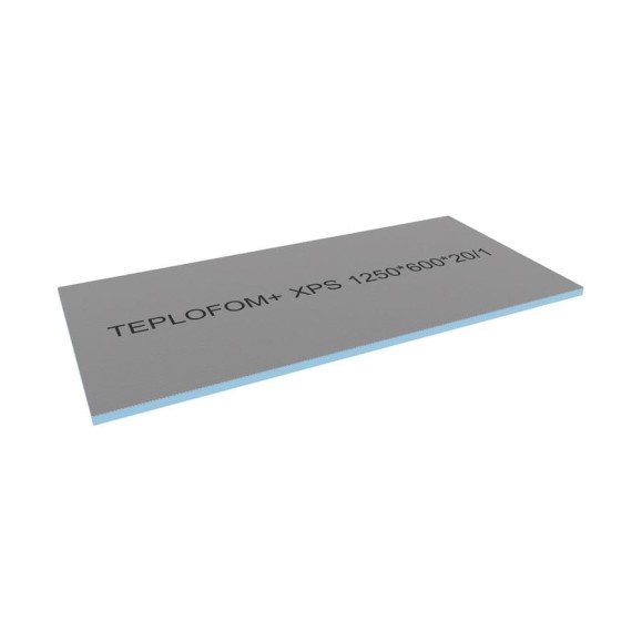 Теплоизоляционная панель Teplofom+ 1250x600x20 мм, односторонний слой, упаковка 4 шт. 4/20/1
