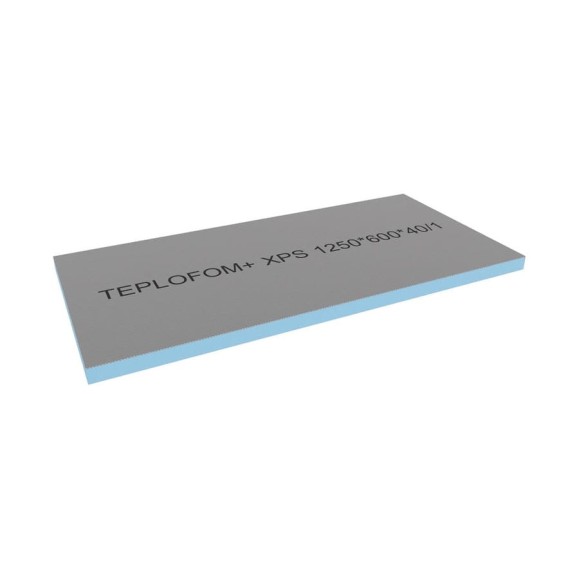 Теплоизоляционная панель Teplofom+ 1250x600x40 мм, односторонний слой, упаковка 4 шт. 4/40/1