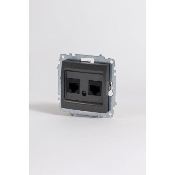 Розетка компьютерная двойная (Cat 6) Elbi Zena Vega дымчатый M+K 609-011100-248 Розетка компьютерная двойная (Cat 6) Elbi Zena Vega дымчатый M+K 609-011100-248