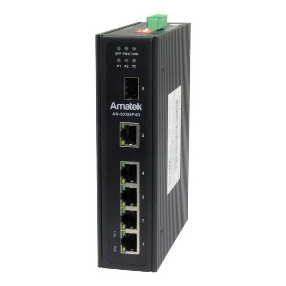 Коммутатор промышленный 6-портовый гигабитный Amatek до 180Вт AN-SXG6P4D 7000917 Коммутатор промышленный 6-портовый гигабитный Amatek до 180Вт AN-SXG6P4D 7000917