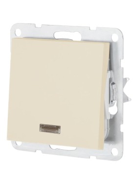Переключатель LK Studio 1-клавишный на 2 направления. c индикатором (сх.6L) 16A. 250 B (беж. матовый) LK80 840402-1