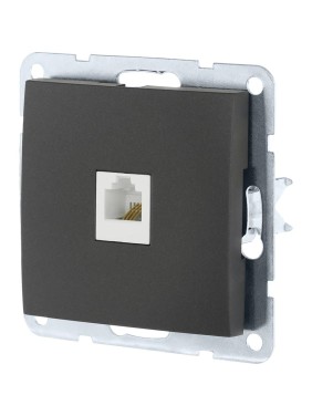 Компьютерная розетка LK Studio RJ-45, категория 5е, с накладкой, черный бархат 866108-1