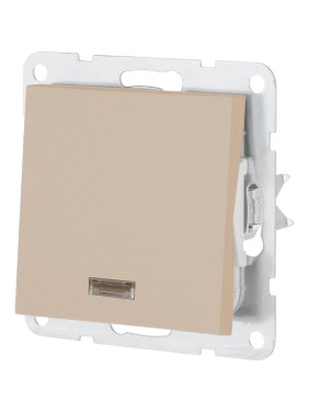 Переключатель LK Studio 1-клавишный, на 2 направления, c индикатором (схема 6L) 16 A, 250 B (шампань) LK80 840406-1
