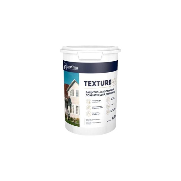 Краска для деревянный фасадов Goodhim TEXTURE 651 БАЗА С, 0,9 л 58787 Краска для деревянный фасадов Goodhim TEXTURE 651 БАЗА С, 0,9 л 58787