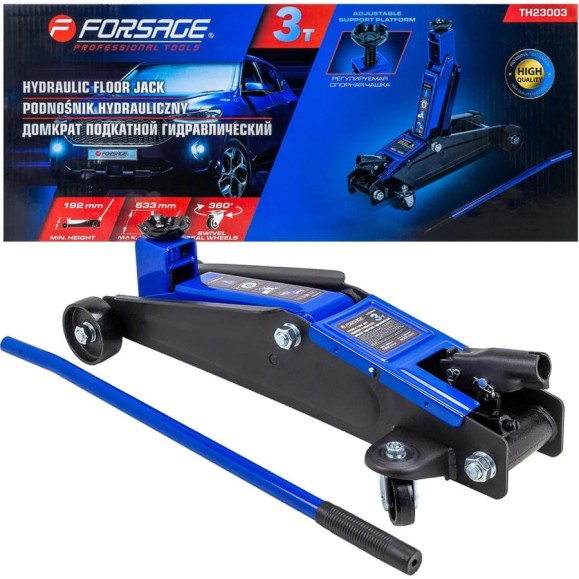 Подкатной домкрат Forsage 3т, h min 192 мм, h max 533 мм F-TH23003(9494)