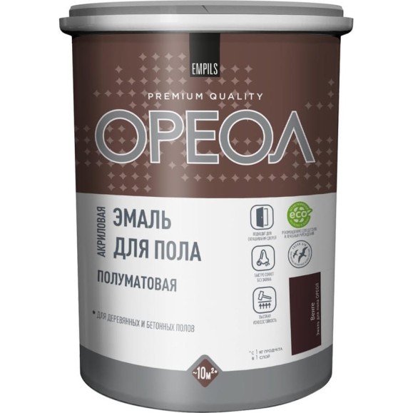 Акриловая эмаль для пола Ореол (полуматовая; венге; 0.9 кг) 73369