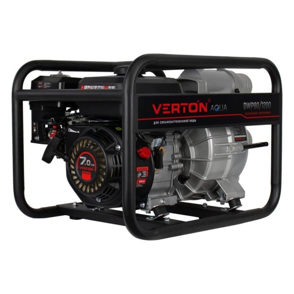 Мотопомпа для сильнозагрязненной воды VERTON DWP 80/1200, 7л.с/212см3,80мм/3", 1200л/мин, 72м3/ч, h8м/26, d30мм 01.17548.17554 Мотопомпа для сильнозагрязненной воды VERTON DWP 80/1200, 7л.с/212см3,80мм/3", 1200л/мин, 72м3/ч, h8м/26, d30мм 01.17548.17554