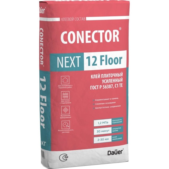 Клей плиточный Dauer CONECTOR NEXT 12 Floor усиленный, 25 кг 32291