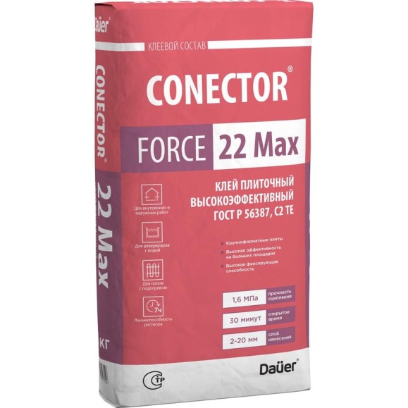Клей плиточный Dauer CONECTOR FORCE 22 Max высокоэффективный, 25 кг 33113