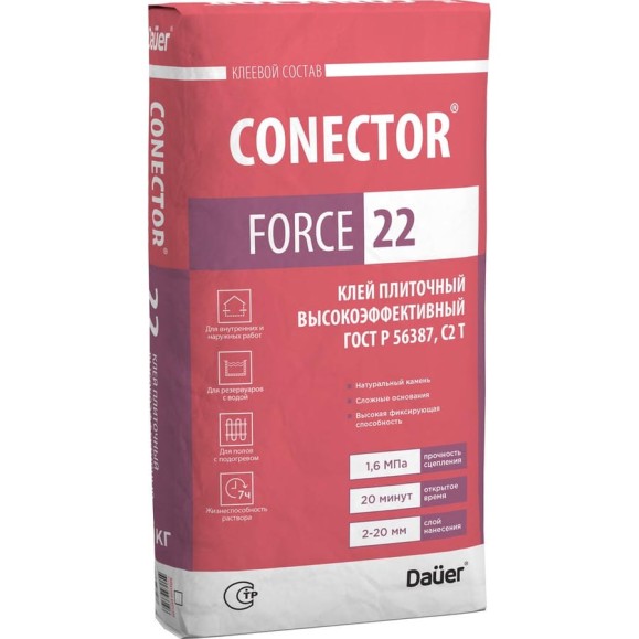 Клей плиточный Dauer CONECTOR FORCE 22 высокоэффективный, 25 кг 33083