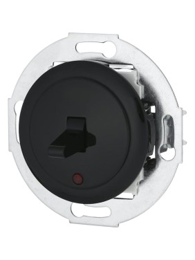 1-рычажковый переключатель LK Studio на 2 направления с индикатором (сх.6L) 16A 250B, черный, 880908-1