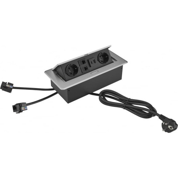 Розетка CACTUS CS-SOCKET-EU2-USBA/C-NET для столешницы серый 1895584
