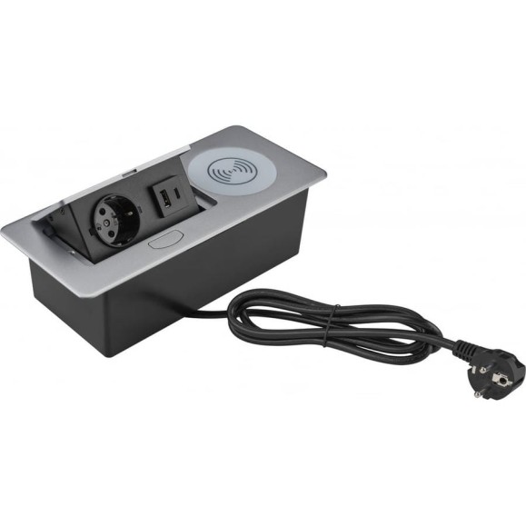 Розетка CACTUS CS-SOCKET-USBA/C-WLESS для столешницы серебристый 1895583