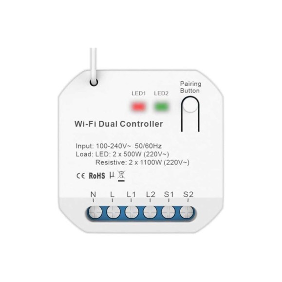 Умное реле GRITT Core 2.0 в подрозетник 2 линии 433 + WiFi 32102