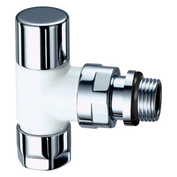 Вентиль запорный Top угловой FAR, 1/2", М24x19, EPDM, цвет серебро/белая эмаль FL 0129 12P
