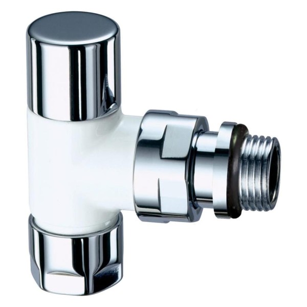 Вентиль запорный Top угловой FAR, 1/2", М24x19, EPDM, цвет серебро/белая эмаль FL 0129 12P