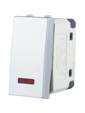 1-клавишный переключатель LK Studio с двух мест, с индикатором 45x22.5 (сх.6L) 16 A. 250 B, серебро, 850403-1