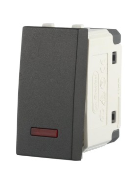 1-клавишный переключатель LK Studio с двух мест, с индикатором 45x22.5 (сх.6L) 16 A. 250 B, черный бархат, 850408-1