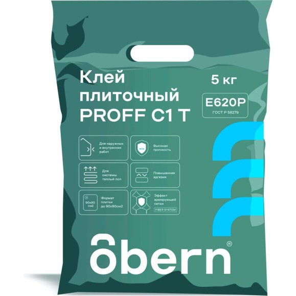 Клей для плитки Obern PROFF С1Т 5кг 24079 Клей для плитки Obern PROFF С1Т 5кг 24079
