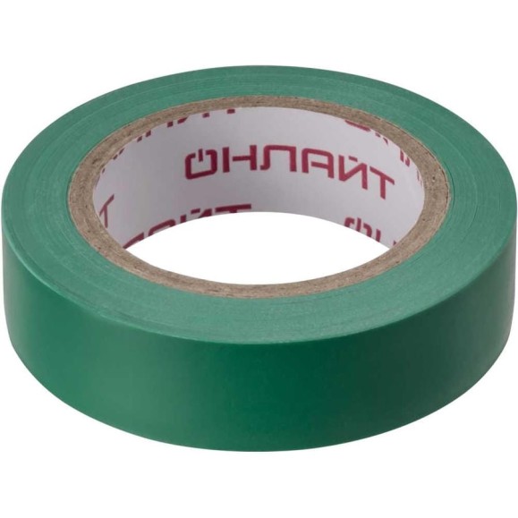 Изолента ОНЛАЙТ OIT-B15-10/G ПВХ, зеленая, Китай 61880