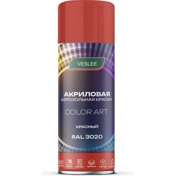 Автоэмаль Veslee COLOR ART Красный RAL 3020 L3020 Автоэмаль Veslee COLOR ART Красный RAL 3020 L3020