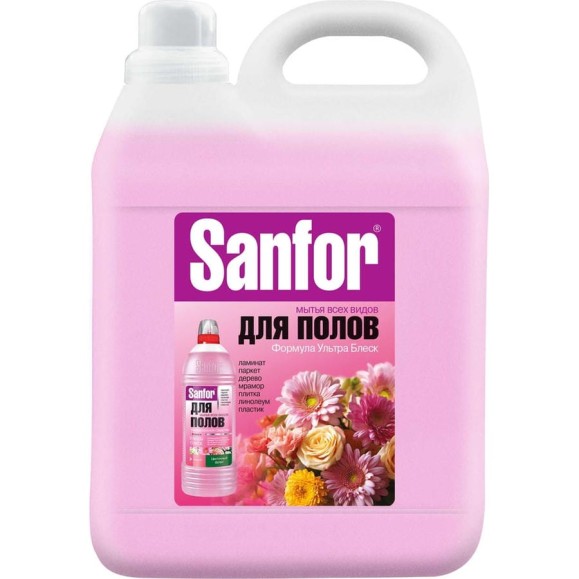Средство для мытья полов SANFOR Ультра Блеск, Цветочный фреш, 5 л 25198